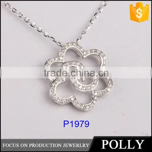 Fashion Design Modern Pendant Flower Shape 925 Silver Pedant Alphabet Pendant With Zircon thumbnail-1