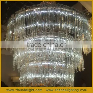 Ingenious Translucent Clear Round Handmade Blown Glass Ice Flow Shape Pendent Chandelier thumbnail-6
