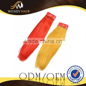 Full And Peruvian Virgin Remy Human Hair Silky Straight Hair Red Yellow Hair thumbnail-1