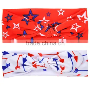 Hot-sales Kids Turban Knotted Headband for 4th of July Fashion Baby Cotton Hair Bands Wh-1742 thumbnail-4