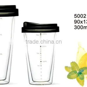Easy To Carry Heathly Convenient Optional Color Double Wall Glass Cup thumbnail-2