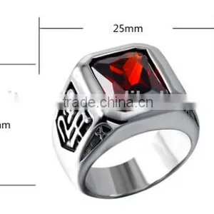 High Quality Vintage Jewelry Titanium Stainless Steel Mens Rings With Ruby thumbnail-2