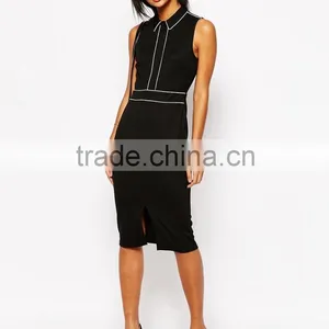 OEM Manufacture Summer Dersses For Women Elegant Pencil Dress With Collar thumbnail-4