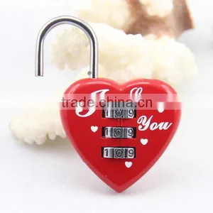 Factory Direct Hot Sale 3 Letters Zinc Alloy Combination Heart Shape Padlock thumbnail-2