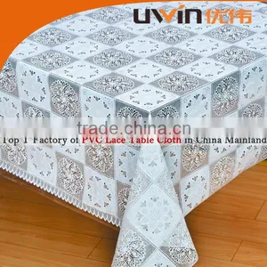 Durable Anti Slip Embossed Lace Pattern Pvc Vinyl White Tablecloth thumbnail-1