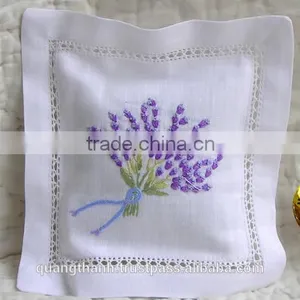 Hand Embroidered Lavender Sachet/bag/pillow-floral Embroidery ,monorgam Bag thumbnail-4