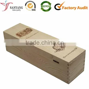 Unfinished Red Wooden Wine Box Empty Pine Wood Wine Packing Box With Handle Quality Choice thumbnail-1