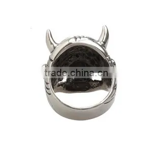 New Cool Punk Man's Titanium Steel GENUINE Quality Black Skull Ring Size thumbnail-6