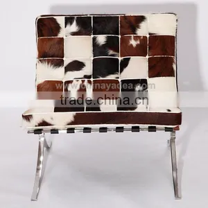 Furniture Factory Wholesale Kock off Barcelona Chair in Cowhide thumbnail-2