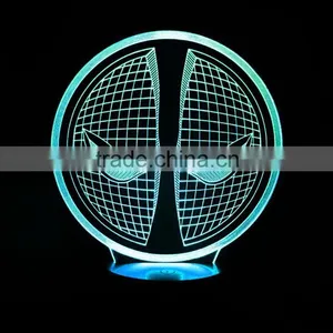 3D Optical Illusion Spiderman Pattern Night Light 10 Colorful LEDs Ultra-thin Acrylic Light Panel AA Battery or DC 5V thumbnail-3