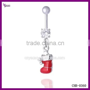 Gold Plated Christmas Shoes Dangle Fox Belly Piercing thumbnail-1