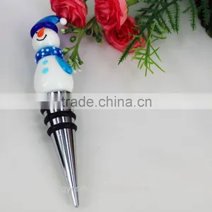 Christmas Snowman Handcraft Murano Glass Wine Stoppers for Christmas Decoration thumbnail-4