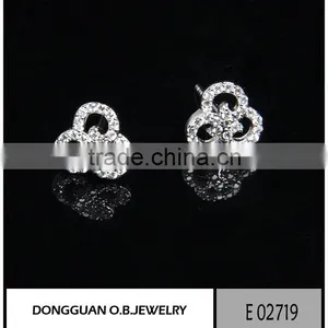 Fashion Silver Earring Stud Jewelry Wholesale Clear Crystal Stone Handmade Jewelry thumbnail-1