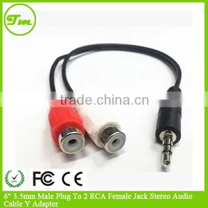 6" 3.5mm Male Plug To 2 RCA Female Jack Stereo Audio Cable Y Adapter thumbnail-1
