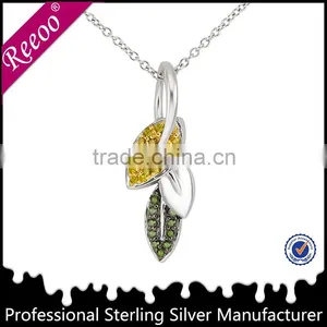 Elegant Lucky Pendant, 925 Sterling Silver Leaf Shape Pendant thumbnail-1