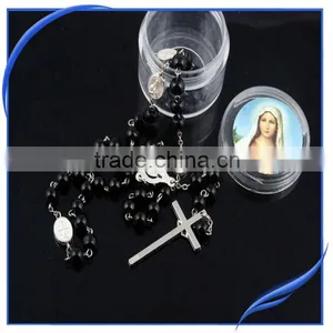 Black Resin Beads Cross Pendant Necklaces Jewelry Fashion thumbnail-1