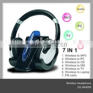 Factory Price 7 in 1 Wireless Headphone Face to Mp3, Pc, Cd, Md, Tv, Laptop (OS-MH009) thumbnail-1