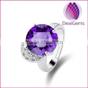 Classic Micro Inlay Zircon Purple Crystal Ring thumbnail-1