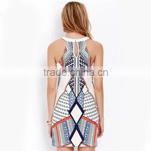 In Stock Halter Beautiful Lady Fashion Printed Skirt Sleeveless Dress thumbnail-3