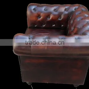 Leather Chesterfields 1 Seater Dark Brown Colour Sofa thumbnail-4