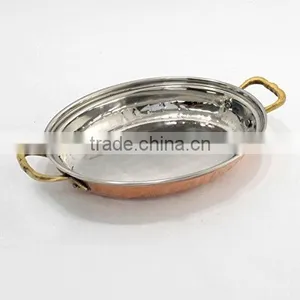Tray and Copper Platter for Indian Dishes, Serveware Utensil Serving Tray and Platter thumbnail-1
