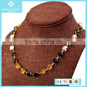 Copper Chain Austria Crystal Fashion Statement Necklace thumbnail-6