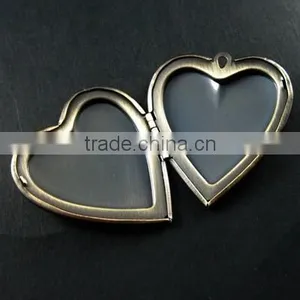 40mm Vintage Style Antique Bronze Brass Plain Blank Heart Photo Locket Pendant Charm DIY Supplies 1131019 thumbnail-3