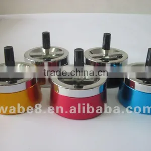 Round Aluminum Ashtray With Spin Lid thumbnail-1