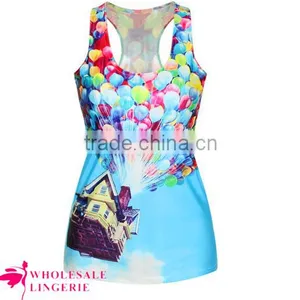 2015 Women's Flying Balloon House Printed Summer Custom Print Tank Top thumbnail-1