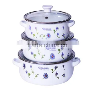 GRS 3 Pcs Enamel Pot Set.Enamel Cookware Set . thumbnail-1