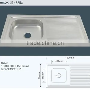 New Type Cheap JZ-825A Stainless Steel Kitchen Sink With One Hole thumbnail-1
