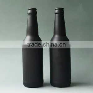 Haonai 330ml Matt Black Beer Bottle,painted Glass Beer Bottle. thumbnail-1