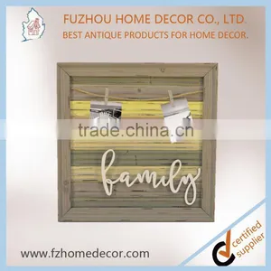 Fashion New Style Antique Wooden Frame With Hemp Rope and Wood Clips Decor of Metal Letter thumbnail-1