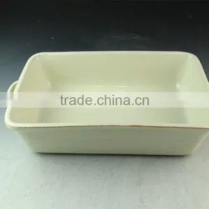 Stock Hot Wholesale White Ceramic Bake Plate With Handles for Daily Use thumbnail-1