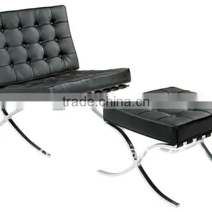 Leather Barcelona Chair With Ottoman thumbnail-1