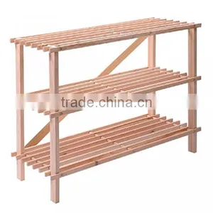 Japanese Style Paulownia Wooden Shoes Rack With Three Layers thumbnail-1