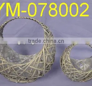 Moon Shape Willow Flower Basket With Handle thumbnail-1