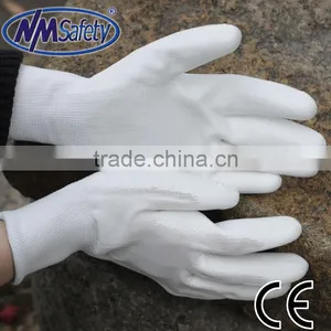 NMSAFETY 13 Gauge Knitted PU Coated White Nylon Gloves 4131 thumbnail-1