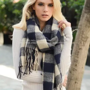 Soft Winter Plaid Checked Pashmina Scarf Shawl Wraps Manufacturer thumbnail-5