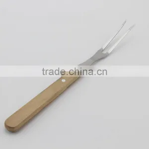 Stainless Steel Barbecue Tool Set With Wood Handles BBQ Fork Knife Set With Carry Case thumbnail-5