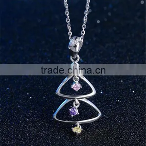 Christmas Gift 925 Sterling Silver CZ Christmas Pendant thumbnail-1