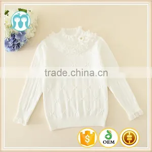 2015 New Snow White Color Children Sweater Long Knitwear Kids Girls Sweater From Chinese Factory thumbnail-1