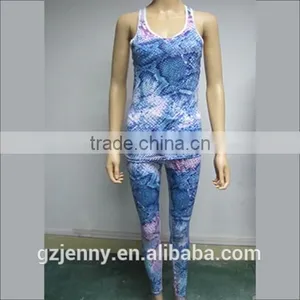 Cheap Wholesale Women Sublimation Printed Colorful Exercise Sports Jogging Wear Yoga Suit thumbnail-3