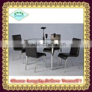 Cheap Modern Black Glass Dining Table With Tempered Glass and Stainless Leg thumbnail-1