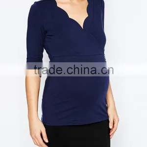 Comfortable Fashion Short Sleeve Knitted Fabric Maternity Clothes thumbnail-4