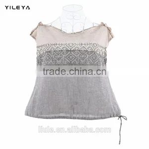 High End 100% Cotton Loose Casual Women Open Side Tank Top thumbnail-1