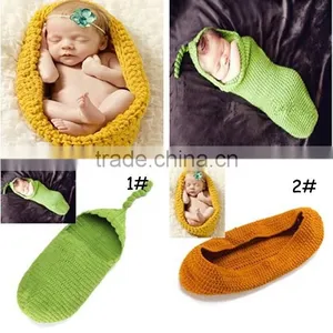 Baby Swaddle Cocoon Baby Sleeping Bag Knitted Baby Hat Photo Prop thumbnail-4
