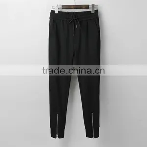 Custom 100% Cotton High Quality Fleece Zipper Jogger Sweatpants With Drawstring and Pocket thumbnail-1