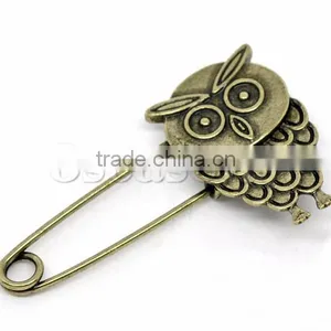 Cheap Antique Bronze Owl Halloween Ornaments Decorative Safety Pins Brooches 5.3x3.2cm,10 thumbnail-1