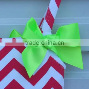 Red and White Wave Stripe Outfits Baby Girls Romper Sets Sleeveless Summer Bow Clothes thumbnail-2
